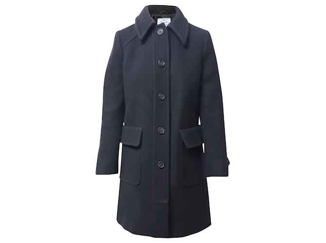 Prada Einreihiger Mantel aus schwarzer Wolle  ref.741052