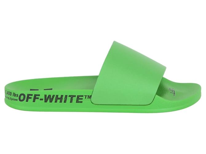 Off White Claquettes de ceinture industrielles blanc cassé Vert  ref.741096