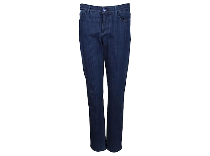 Chanel Jean droit Bleu Coton  ref.741156