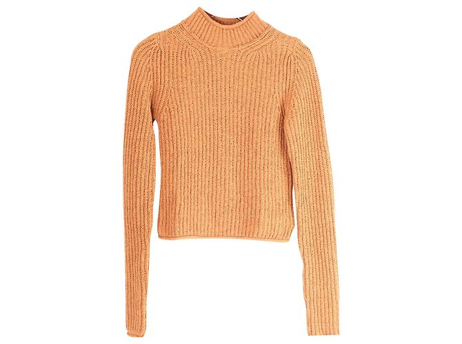 Acne Studios Pullover mit Stehkragen aus brauner Baumwolle 