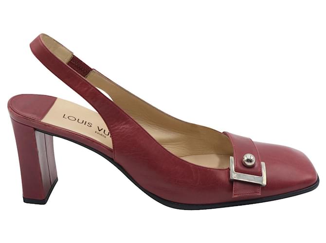 Louis Vuitton Dark Pink Sling Backs with Block Heel Leather  ref.741200