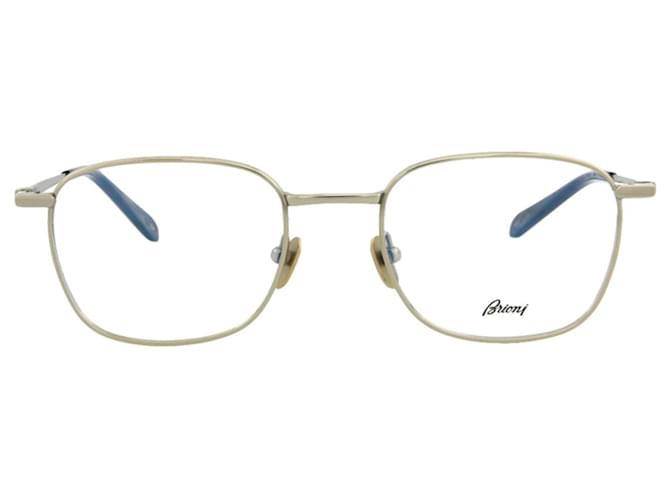 Brioni Square-Frame Titanium Brillenfassungen Golden Metallisch  ref.741305