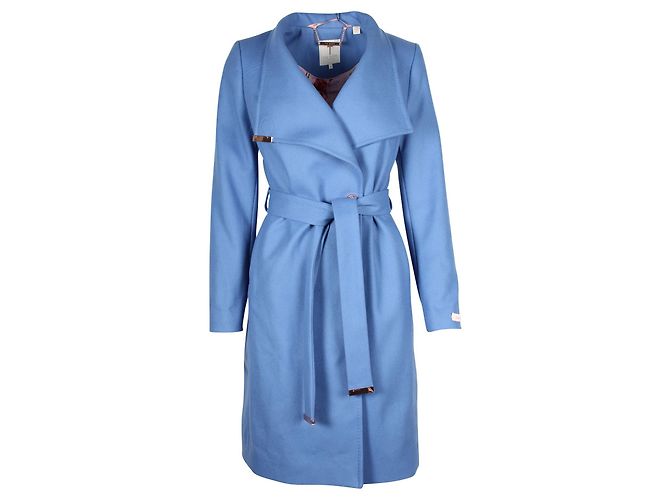 Ted Baker Mid Blue Coat with Floral Pattern Lining