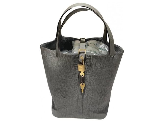 Picotin Hermès Handbags Grey Leather  ref.743364