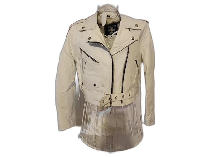 Autre Marque Biker jacket White Leather  ref.67885