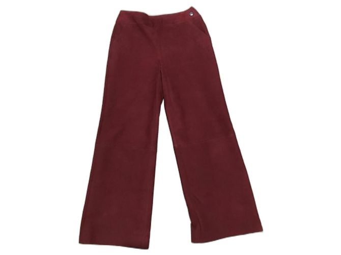 Chanel Lammlederhose mit Wildleder-Effekt Bordeaux