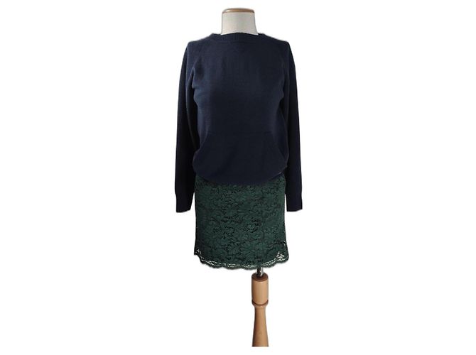 Sacai Luck Pulloverkleid Spitze Blau Grün