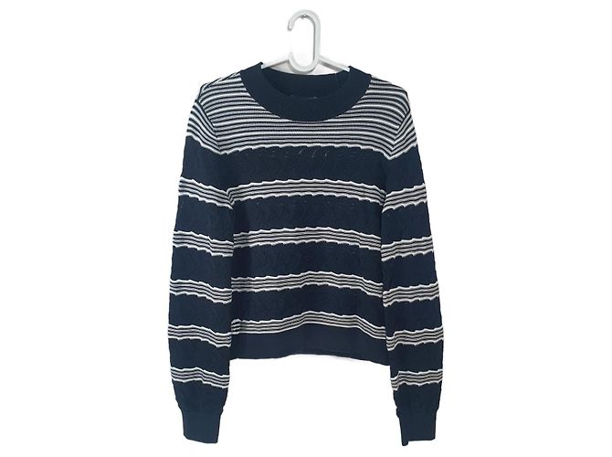 Club Monaco Pullover Schwarz Weiß Baumwolle Nylon S