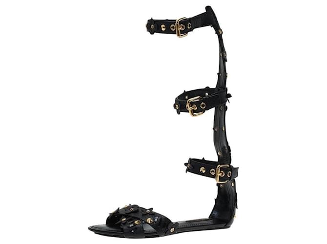 Louis Vuitton sandales gladiateur Cuir Noir  ref.739545