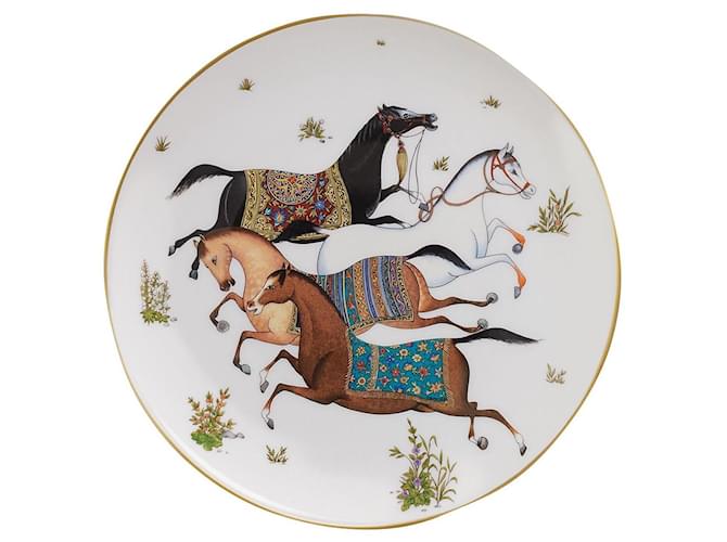Lot De 2 Assiettes à Dessert Hermès Mosaïque Au 24 - Porcelaine De Limoges, 20,5 Cm, Coffret Orange