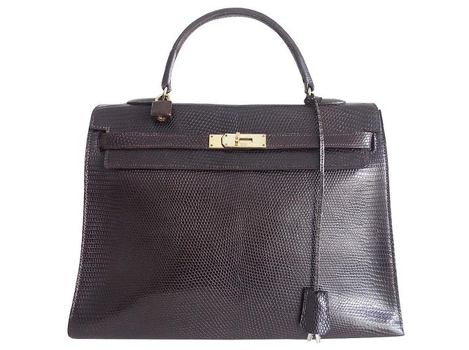 Hermès Borsa Hermes Kelly 35 lucertola Marrone