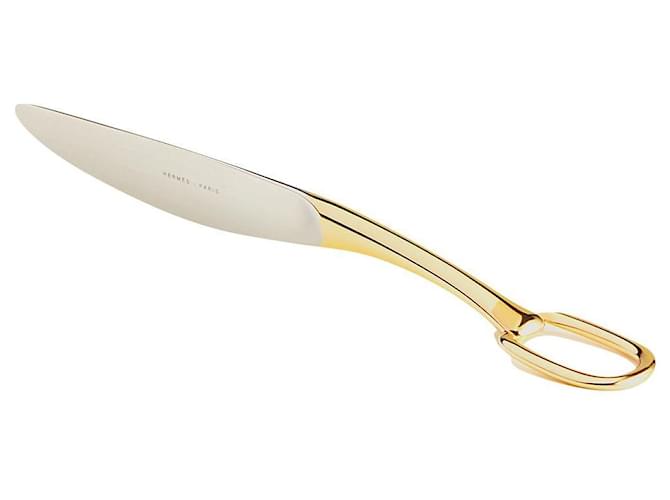 Hermès: faca de sobremesa "Grand Attelage" em metal banhado a ouro. neuf.  ref.741900