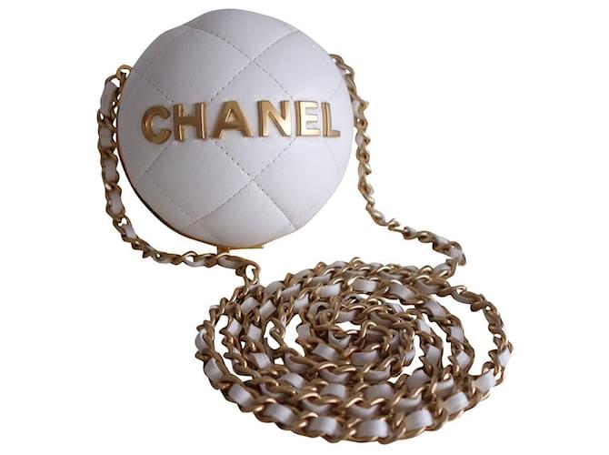 bolsa esfera Chanel Branco Couro  ref.741907