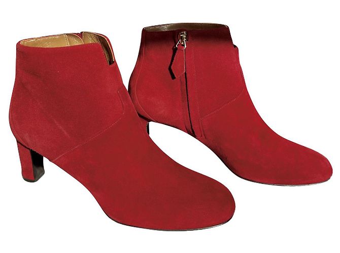 Hermès Player Stiefeletten Wildleder dunkelrot Bordeaux
