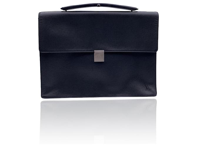 Louis Vuitton Aktentasche aus schwarzem Taiga-Leder Angara Porte Documents  ref.742067