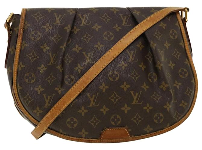 Louis Vuitton Menilmontant MM Crossbody Monogram Shoulder Bag Brown Leather  LV