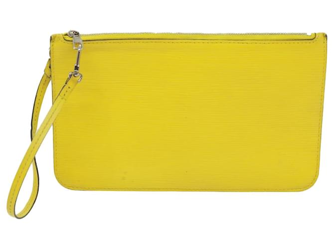 LOUIS VUITTON Neverfull MM Pouch Pistash yellow LV Auth tp502 Leather  ref.742819