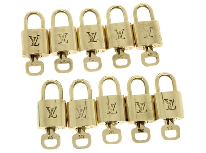 Louis Vuitton padlock 10Set Gold Tone LV Auth 32701 Metal  ref.742829