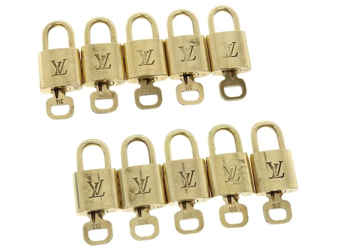 Louis Vuitton padlock 10Set Gold Tone LV Auth 32700 Metal  ref.742830