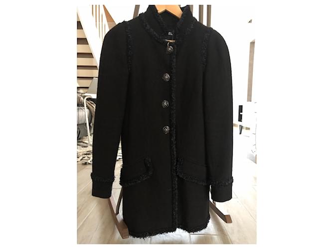 Chanel Coats, Outerwear Black Cotton  ref.743005