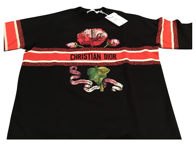 Christian Dior Felpa ricamata oversize Nero Cotone  ref.743037