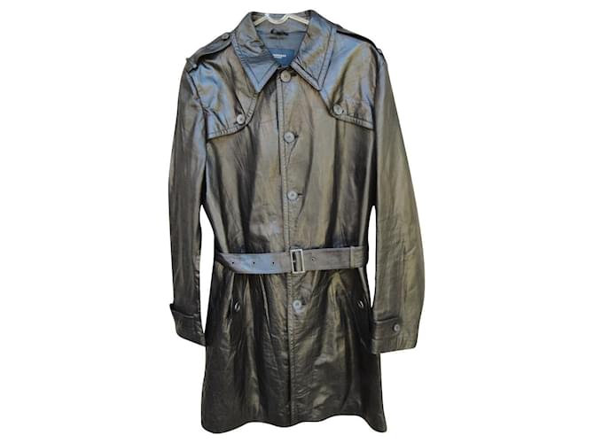 Trench coat de couro Burberry 52 Preto  ref.743137