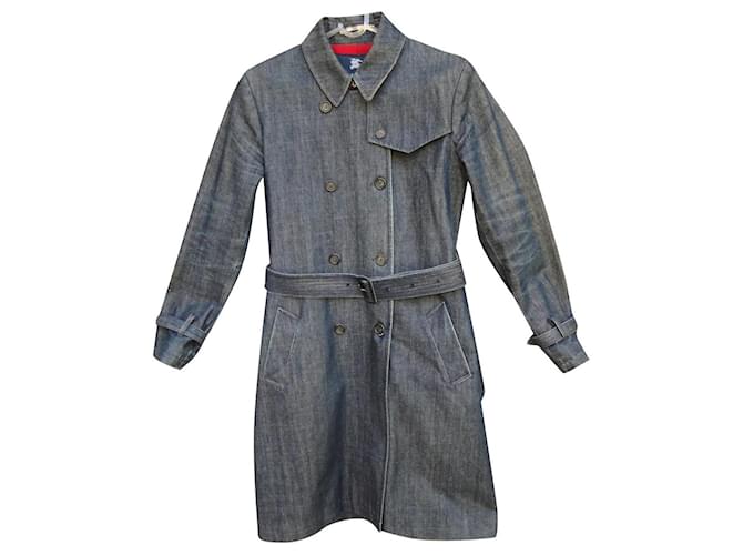 Burberry denim trench coat size 38 Blue Cotton  ref.743183
