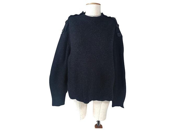 All Saints Oversize Pullover Schwarz Kaschmir Wolle 