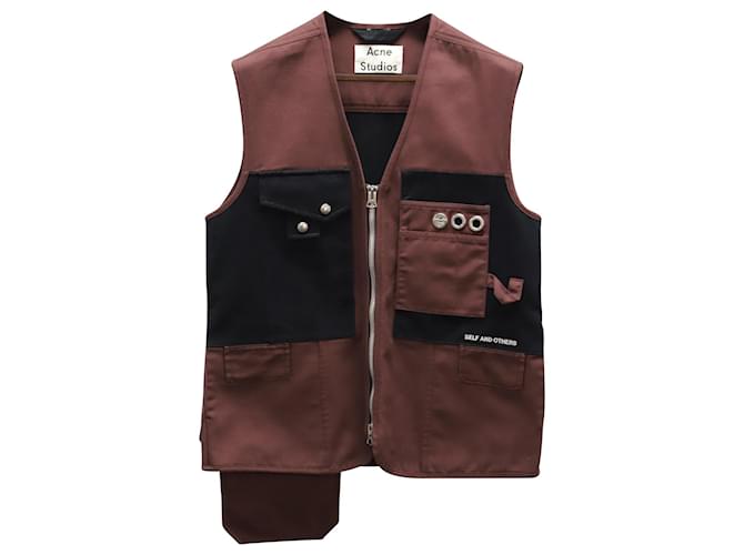 Acne Studios Self & Others Utility Vest in Maroon Cotton Brown Red  ref.743360