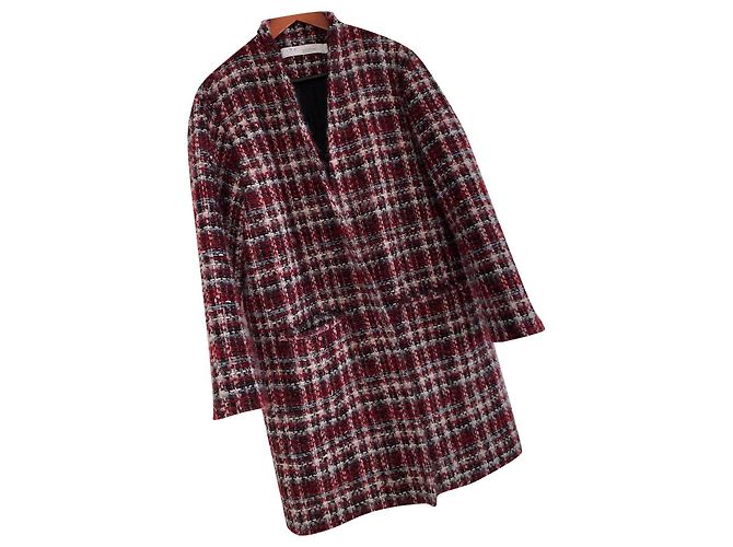 Casaco Iro de tweed vermelho e mohair