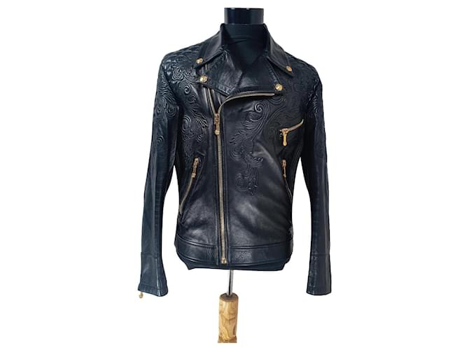 Versace Blazers Jackets Black Leather  ref.743464