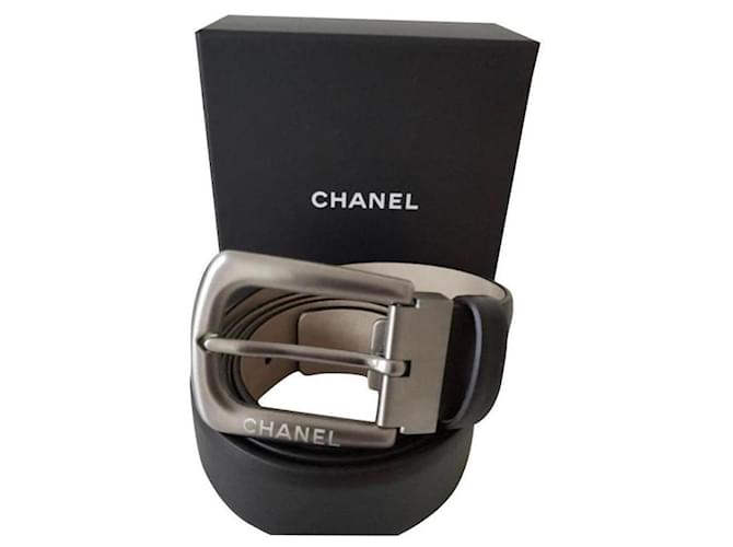 Chanel CEINTURE HOMME EN CUIR DE VEAU NOIR / TAILLE 95/ NEUVE JAMAIS SERVIE  ref.743576