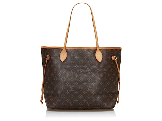 Louis Vuitton Brown Monogram Neverfull MM Leather Cloth Pony-style calfskin  ref.743605