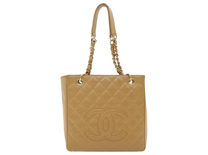 Chanel PST (Petite Shopping Sacola) Bege Couro  ref.743854