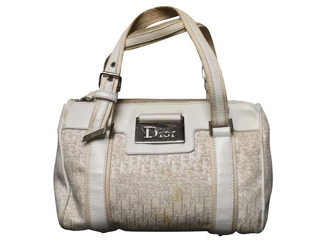 Christian Dior Handtasche Creme Stoff Roh