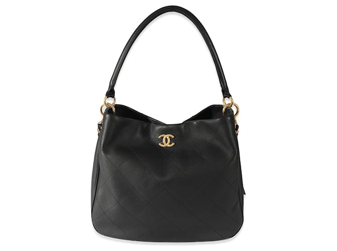 CHANEL, Bags, Chanel Aged Calfskin Quilted Small Gabrielle Hobo Black