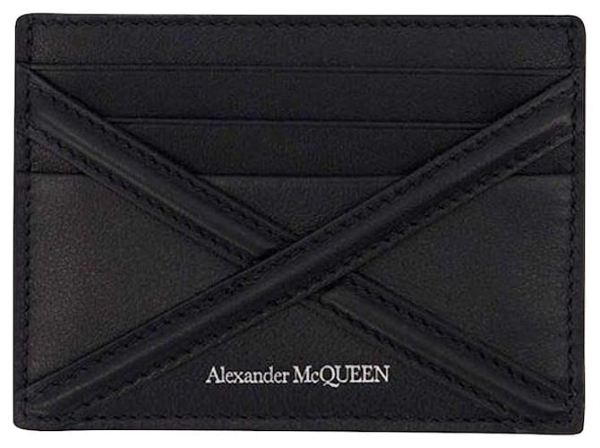 Card Holder - Alexander Mcqueen -  Black - Leather Pony-style calfskin  ref.744140
