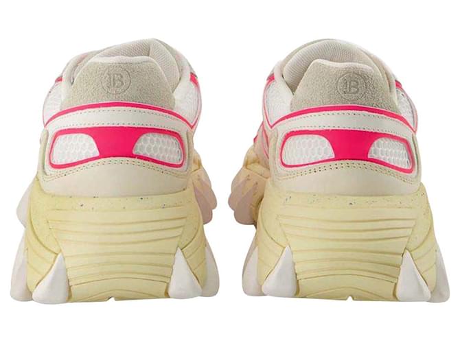 Sneakers B-East - Balmain - Bianco/Rosa Acceso - Pelle Multicolore  ref.744171