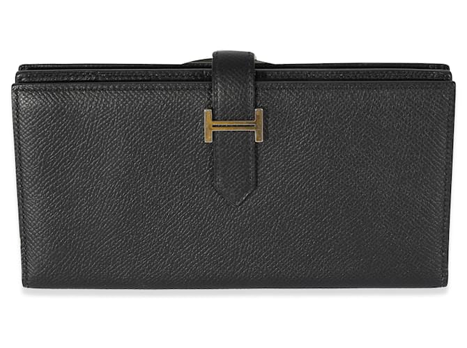 Hermès Carteira Hermes Black Epsom Bearn Preto  ref.744172