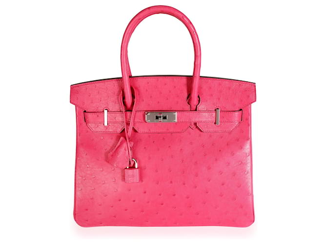 Hermès Hermes Rose Tyrien Strauß Birkin 30 PHW Pink Leder Straußenleder  ref.744240