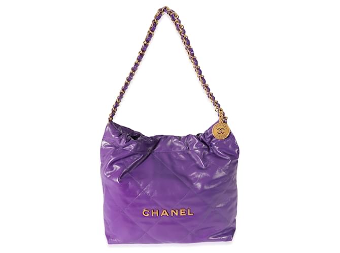Chanel Piel de becerro brillante 22un morado 22 Bolso Púrpura  ref.744426