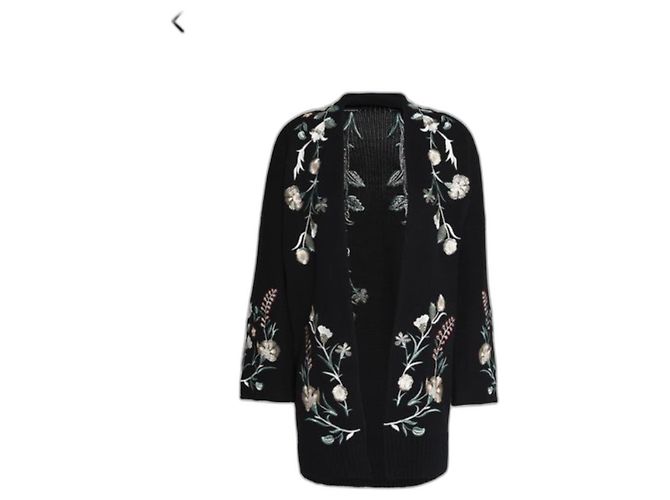 Maje Bestickter Baumwoll Cardigan Schwarz Bunt Mehrfarben
