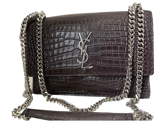 Loulou Bolsa Yves Saint Laurent Sunset Couro Exótico Chocolate 