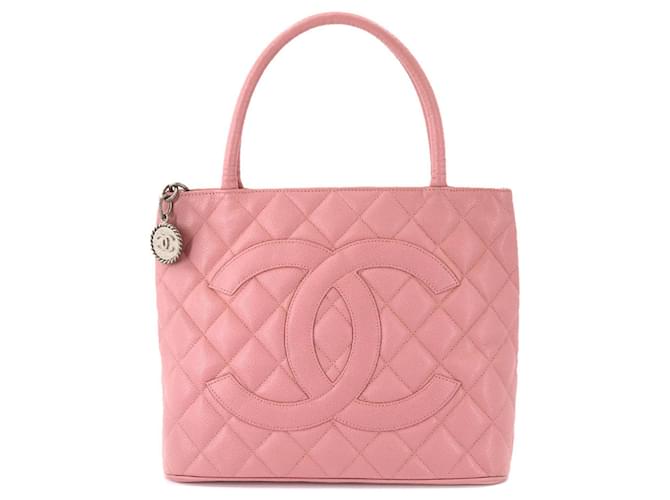 Medaillon Chanel Médaillon Pink Leder  ref.745012