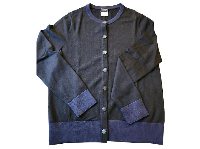Chanel Uniformweste Schwarz Marineblau Wolle