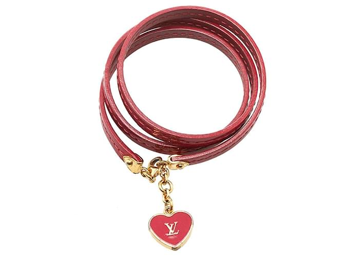 Louis Vuitton Bracelet Commit en cuir M6625F Veau façon poulain Rouge  ref.745496