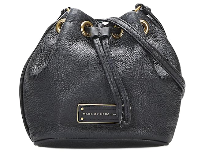 Marc Jacobs Troppo caldo per maneggiare la mini borsa a secchiello Nero Pelle Vitello simile a un vitello  ref.745507