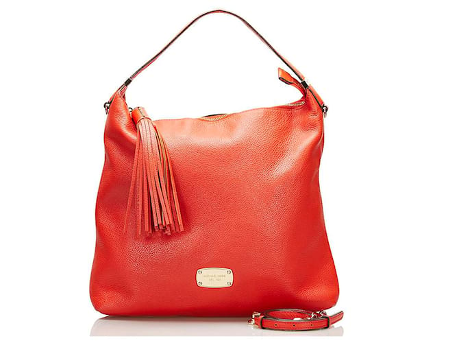 Michael Kors Leather Bedford Tassel Hobo Bag Leather Shoulder Bag in Good condition Red  ref.745514