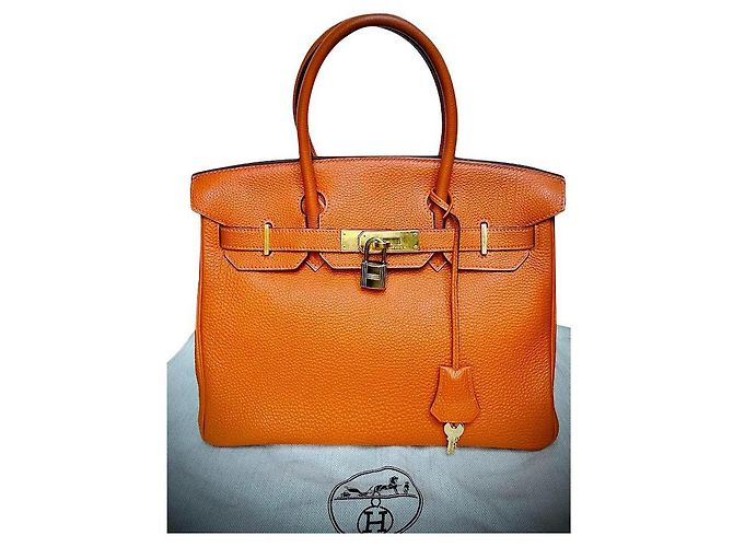 Hermès Birkin 30 em couro Togo laranja