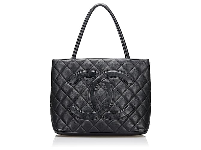 Chanel schwarze Medaillon-Tasche Leder  ref.745540